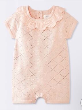 Baby Girl’s Ruffle Collar Short Sleeve Romper